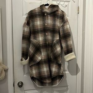 Lucky Brand Sherpa long plaid shacket‎